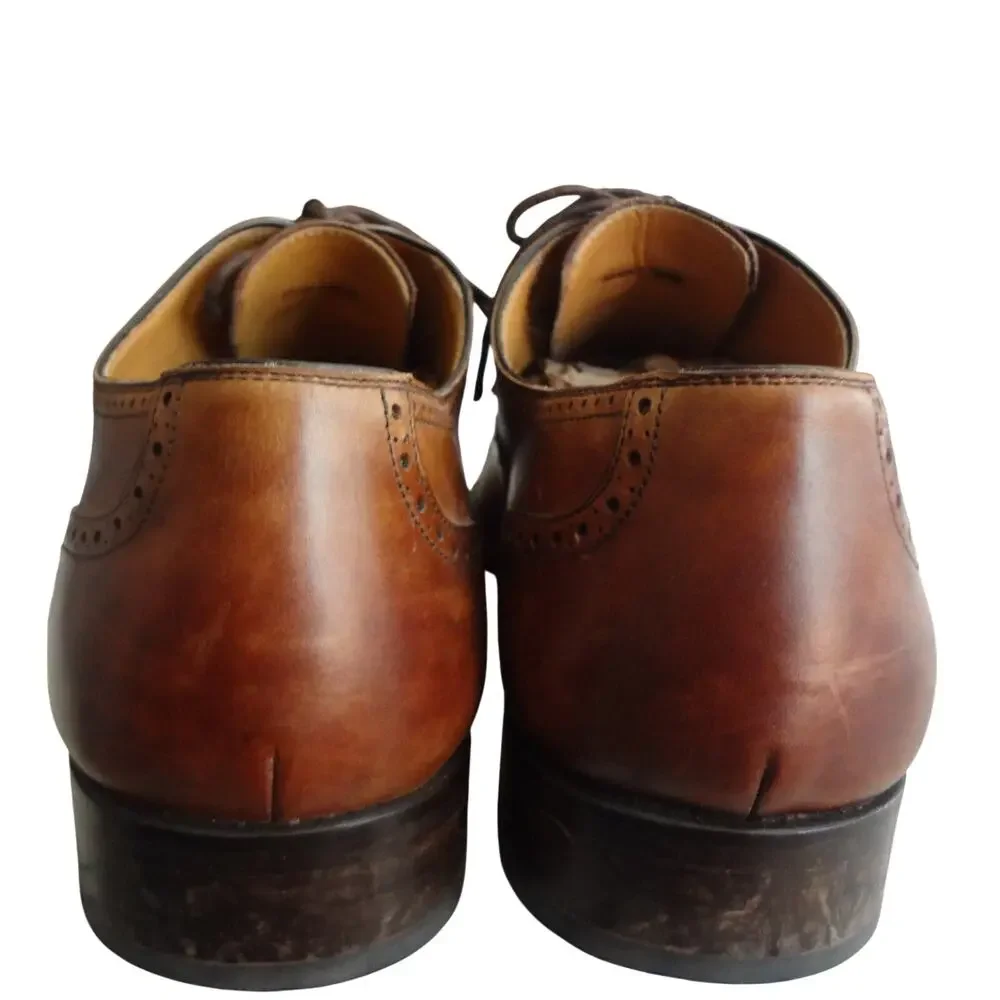 Magnanni Medallion Lincoln Dress Shoe 11.5 Neiman Marcus Brown Leather Oxford